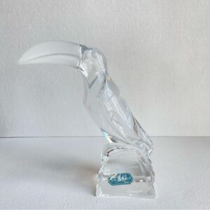 JG Durand France signed lead crystal toucan bird figurine clear and frosted